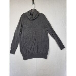 Lands End Grey Cotton Wool Blend Cowl Neck Long Sleeve Knit Sweater Size L 14/16